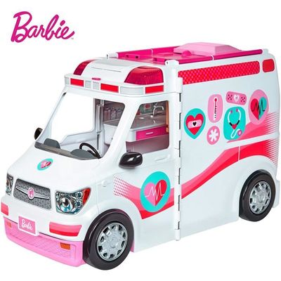 Barbie Véhicule Médical rose et blanc pour poupée, voiture