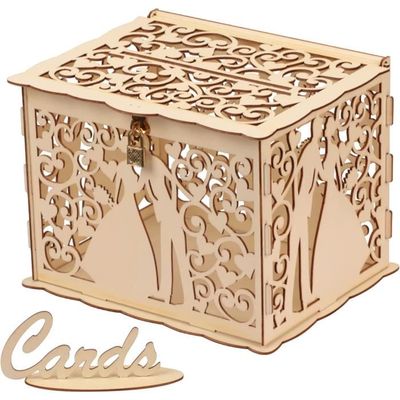 Boîte à cartes de mariage - HUIXI - Bois - Beige - 46x23 cm - Mixte Boîte à cartes de mariage - HUIXI - Bois - Beige - 46x23 cm - Mixte