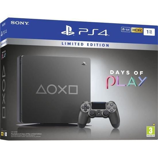 Console PS4 Slim 1To Édition Limitée Days of Play Steel Black - PlayStation Officiel