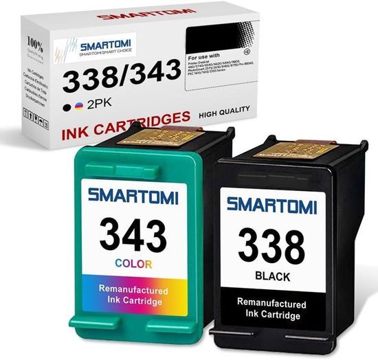 Cartouches D'encre Compatibles HP Série 338 343 XL - Premium, Jet D'encre, Multicouleur - Neuf Sous Emballage