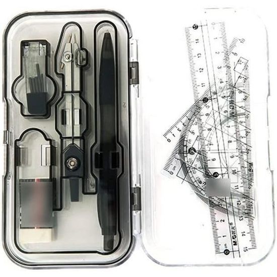 Kit Géométrie 9 Pièces En Alliage Zinc - Compas à Roue Dentée Précision | PRITOK
