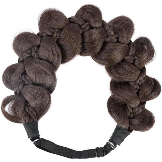 BOBIYA Bandeau Tressé Avec Dents - Cheveux Synthétiques Gris Foncé - Accessoire Coiffure