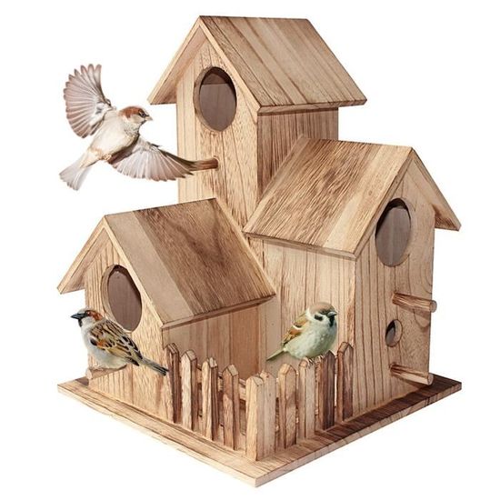 Nichoir à Oiseaux En Bois à Construire Soi-Même - Kit En Pin Naturel, Corde De Suspension - Décoration Jardin, Cadeau Loisir Créatif