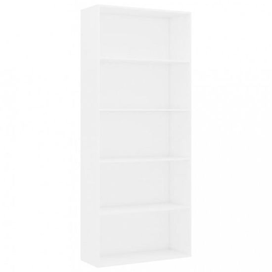 VidaXL Bibliothèque Blanc 80x30x189cm | 5 Étagères Bois Ingénierie | Rangement Livres DVD