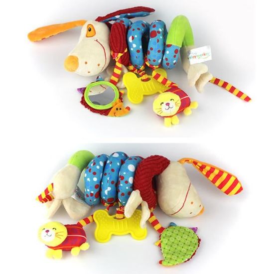 Jouet Poussette Bébé Spirale Animaux Peluche - 35x27 Cm, Avec Couineurs, Pour Nouveau-né 0-6 Mois, Développement Sensoriel