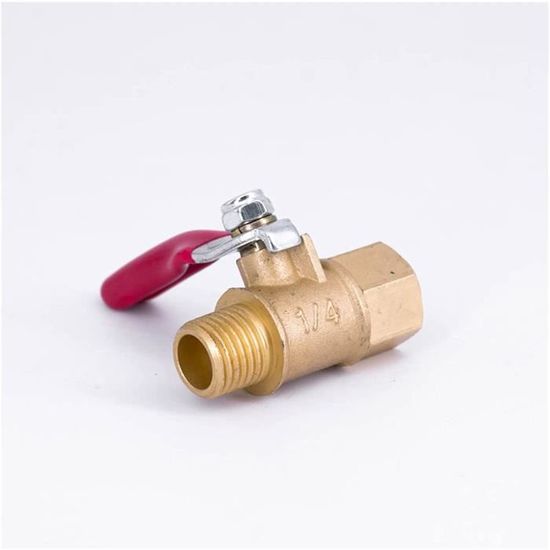 Soupape à Bille En Laiton DN20 G 3/4" - Pour Eau, Gaz, Huile, Pression Max 16 Bars, Filetage Mâle, Poignée Rouge