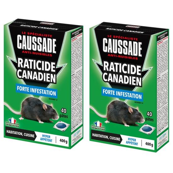 CAUSSADE CARPT400X2 Raticide Canadien - 2x40 Pièces - Forte Infestation ...