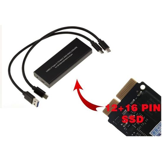 Boîtier Externe USB 3.0 Pour SSD MacBook Pro 2012 (connecteur 8+18 Broches) - Aluminium, Plug & Play - 2