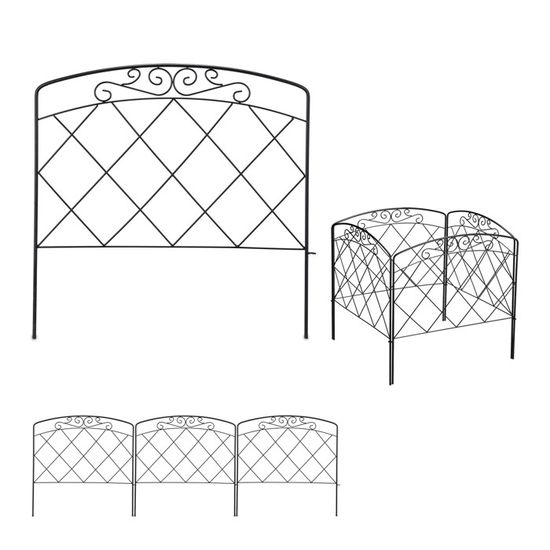 Bordure De Jardin Relaxdays à Planter - 4 Éléments Métal Vintage Brun 41x48,5 Cm