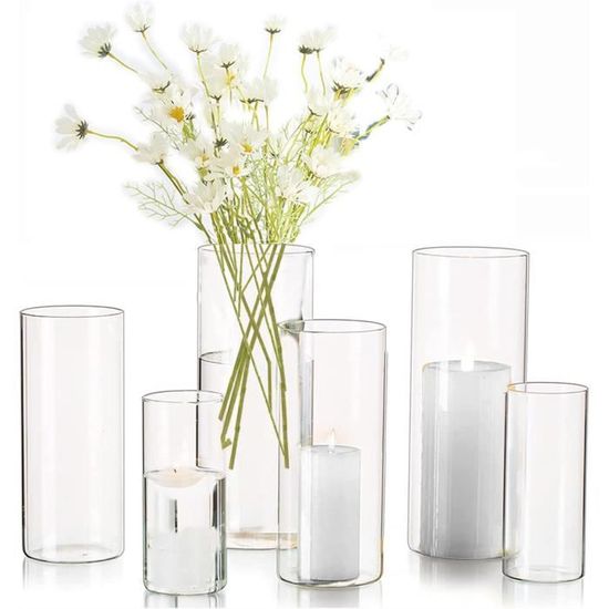 Hewory Lot De 2 Bougeoirs En Verre Hurricane Avec Couvercle