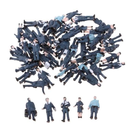 Figurines miniatures multicolores en plastique, 100 pièces/lot, échelle