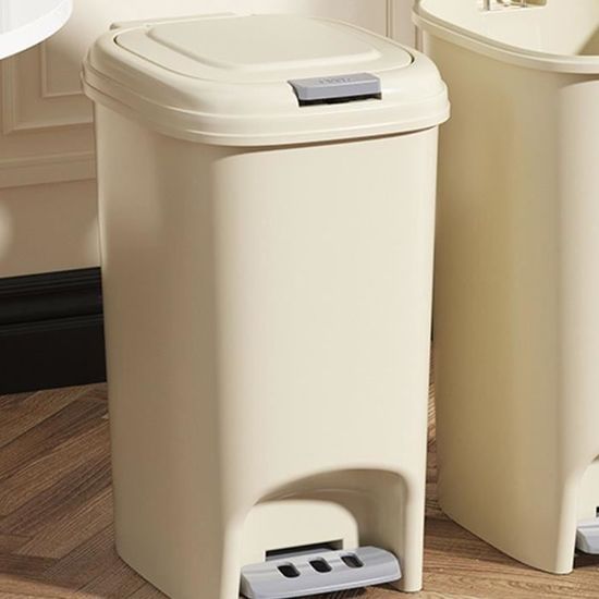 Poubelle à Couvercle à Pression 30L Design Bois - Pour Cuisine, Salle De Bain, Salon