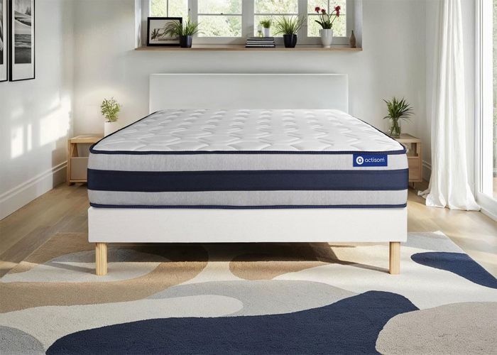 Ensemble matelas Ressorts ensachés et Mémoire de forme ACTIFLEX ERGO 160x200 cm Maxi épaisseur 5zones de confort + sommier KI 160 x