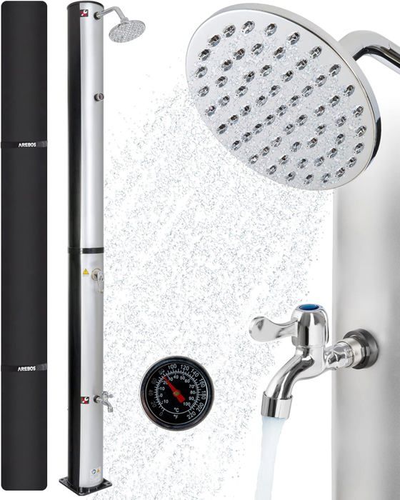 Arebos douche solaire douche de jardin douche de piscine avec thermomètre 40L