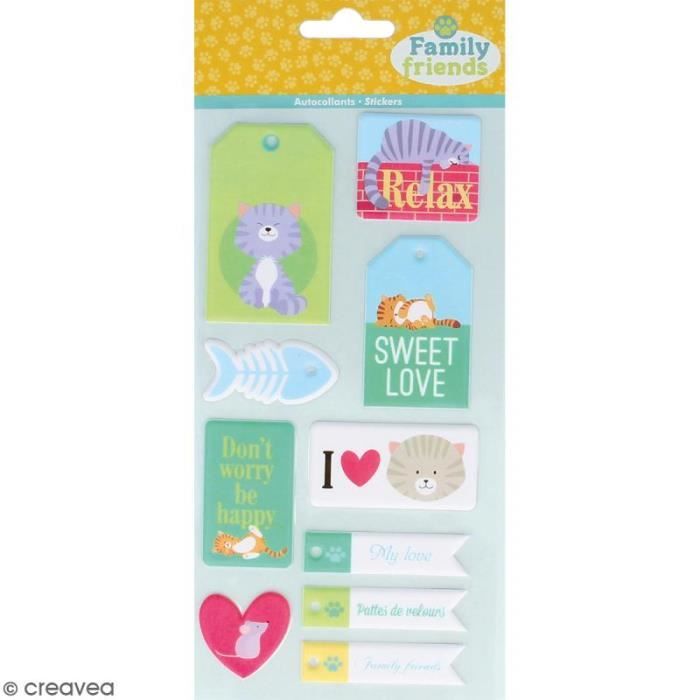 Stickers Puffies XL Family friends - Chats - 21 autocollants Stickers relief Puffies XL-nbsp : hème : Chats Quantité : 21
