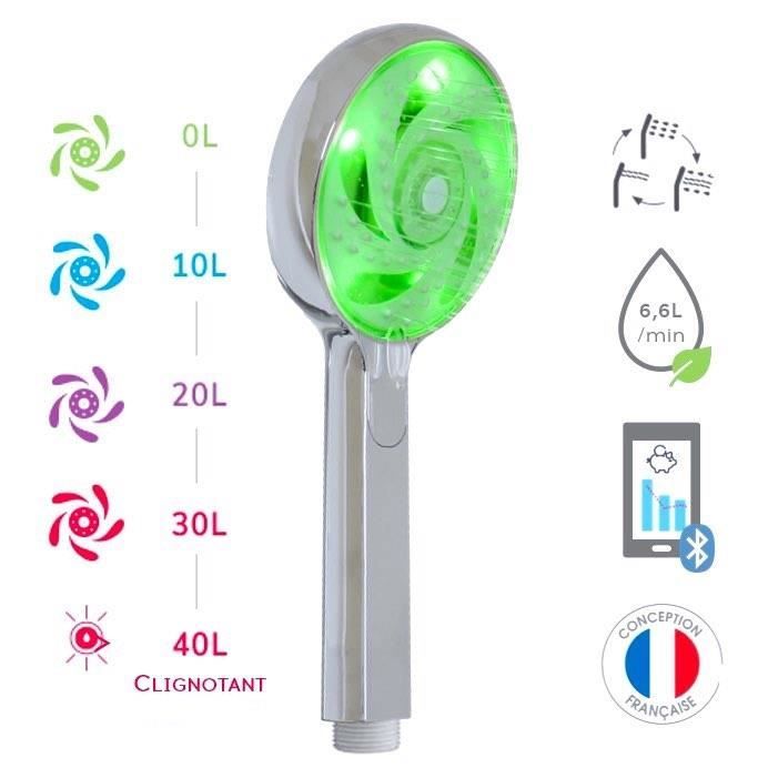 Pommeau écologique & connecté HYDRAO Aloé - 3 jets