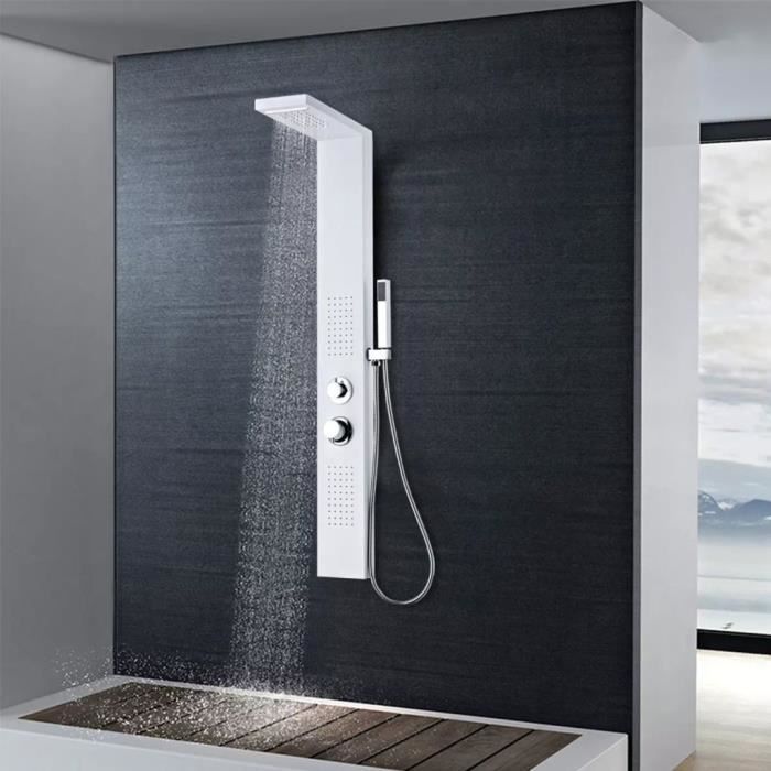 Colonne de Douche Panneau de Douche Aluminium Mat Blanc