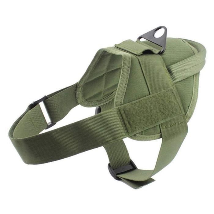 Laisses Colliers,Harnais de chien tactique militaire patrouille K9 collier de travail pour animaux de compagnie - Type Green-S