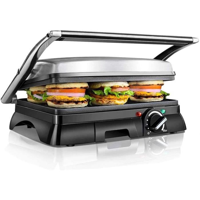 Aigostar Samson 30KLU - 2000W Appareil à croque monsieur, grill à sandwich et panini multifonctions. Très larges plaques antiadhésiv