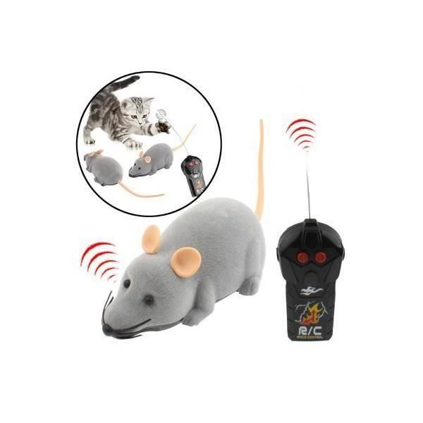 Mini souris électronique télécommandée jouet pour chat chien Gris