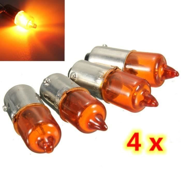 4Pcs 12V 23W BA9S Base Mini Clignotant Ampoule Lampe Halogène Ambre Moto Velo