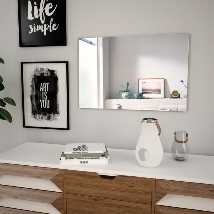 Fur-3330Miroir mural Design Joli Miroir Professionnel Décor Chambre Salon Miroir de Salle de Bains 60 x 40 cm Rectangulaire Verre