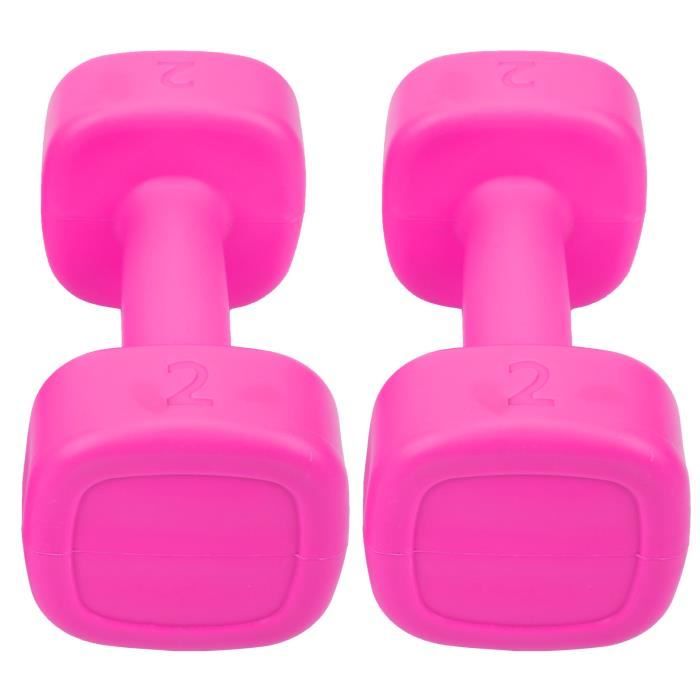 Fydun Petit haltère 2pcs Haltère 4lb Haltérophilie Fitness Équipement de Perte de Poids de Sport Yoga Musculation(Rose rouge )