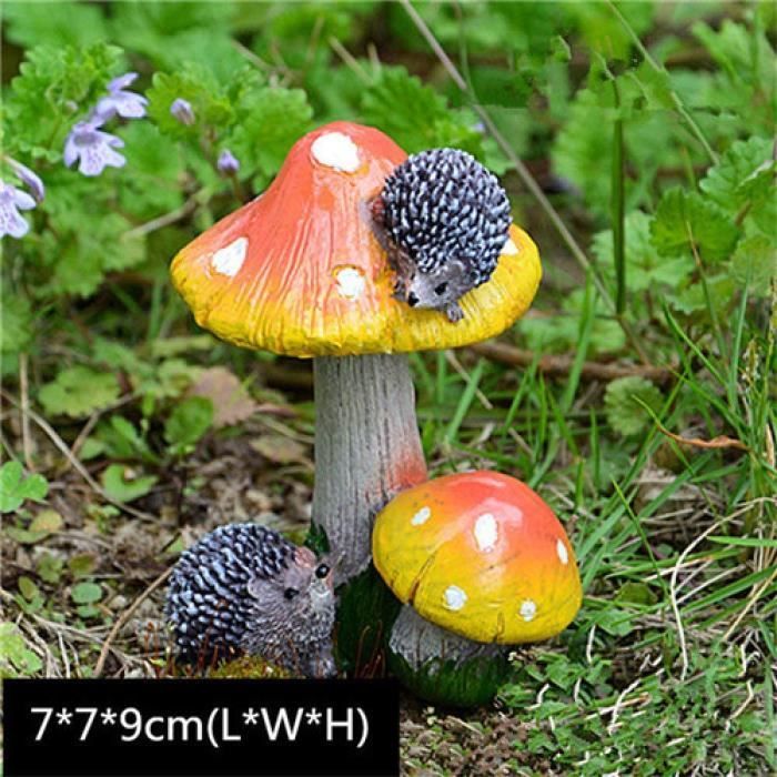 Figurines pour jardin BRTTHYE 1 Pcs Petite Résine Champignon Figurines Jardin Décoration en Plein Air Art Jardin Cour Or 77380