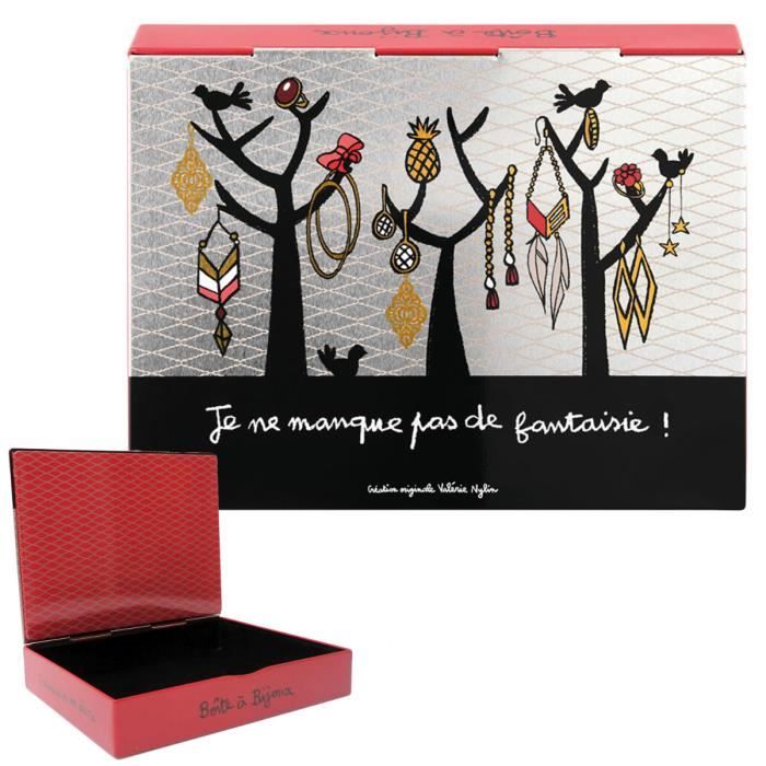 Boite à Bijoux J'ADORE Rose - Coffret de Rangement Idée Cadeau Original Humoristique pour Femme Valérie Nylin DLP Derrière La Porte