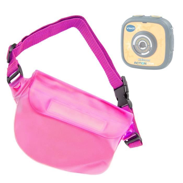 Pochette housse étanche banane rose pour caméra enfant VTech Kidizoom Action Cam - bandoulière réglable