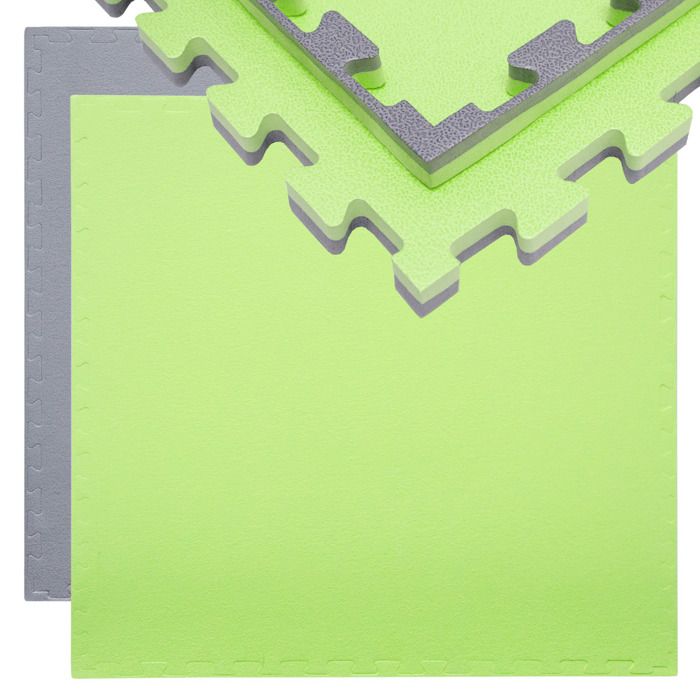 Tapis Puzzle de Fitness Protection Sol de Sport 90x90x2cm Gris Vert