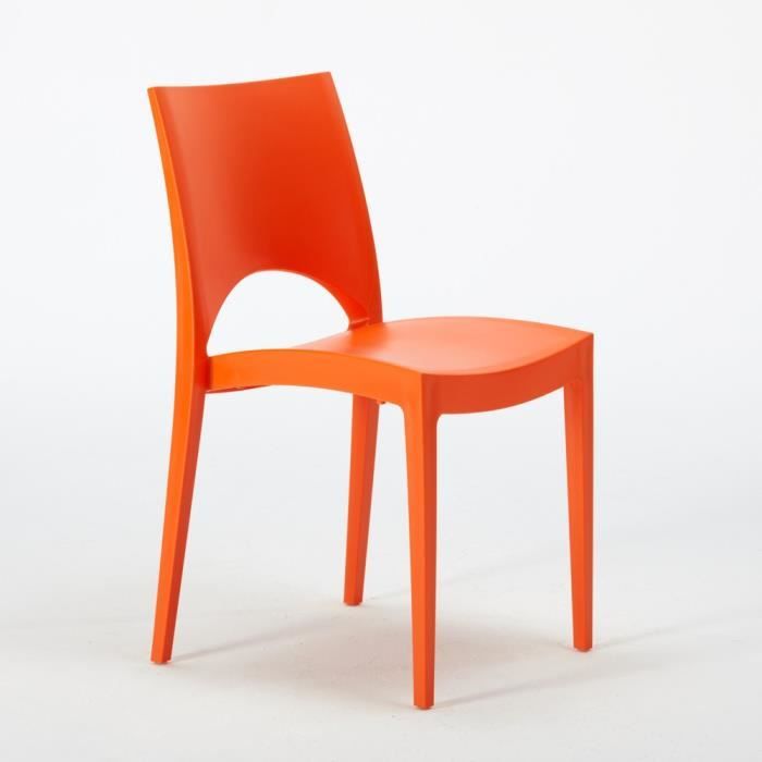 Chaise en polypropylène empilable salle à manger bar Paris Grand Soleil, Couleur: Orange