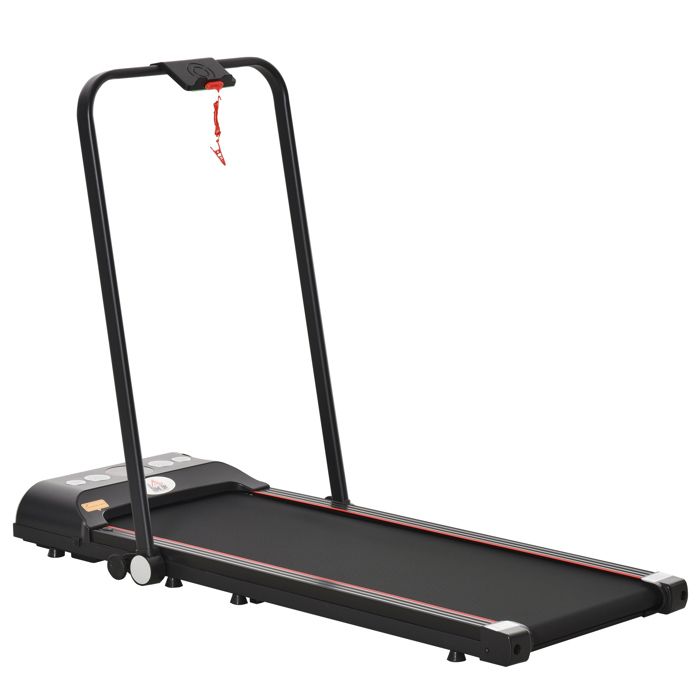 Tapis de Marche électrique Pliable 500 W - V. Max. 6 Km/h - écran LED - télécommande, Fonction Bluetooth - Acier ABS Rouge Noir