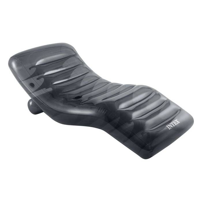 Matelas Piscine Intex Carbone - 211x99 Cm - Gris Transparent - 2 Chambres à Air