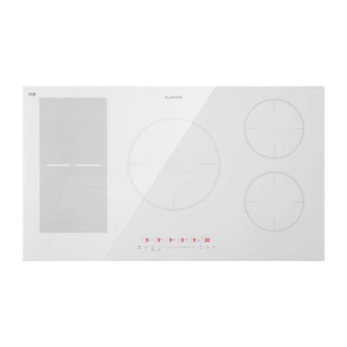 Klarstein Delicatessa 90 - Plaque de cuisson à induction hybride encastrable, 5 zones, vitrocéramique - Blanc