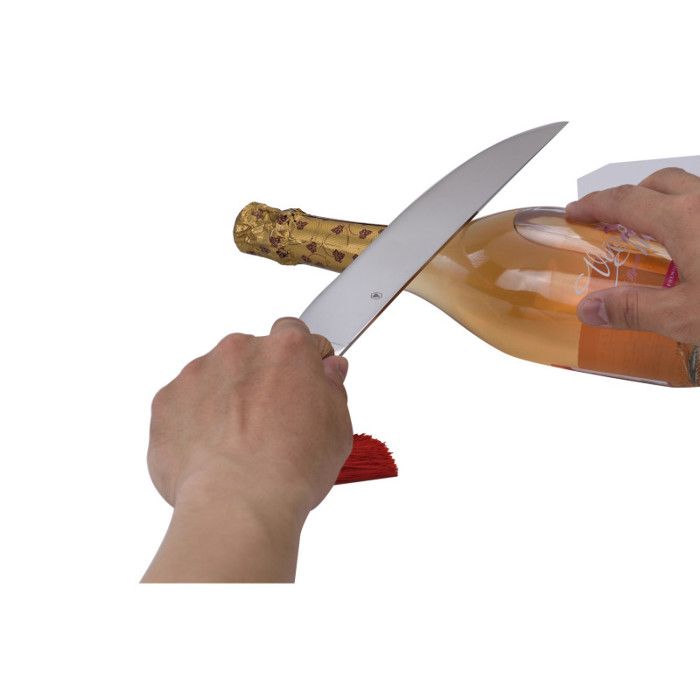 Coffret sabre à champagne Laguiole avec lame en acier avec pompon