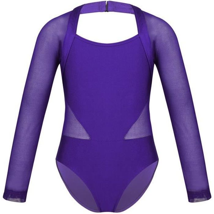 Fille Justaucorps Gymnastique Classique Body Danse Ballet Top à Manche Longue Combinaison Bodysuit Sport Leotard Fitness 3-14 Ans