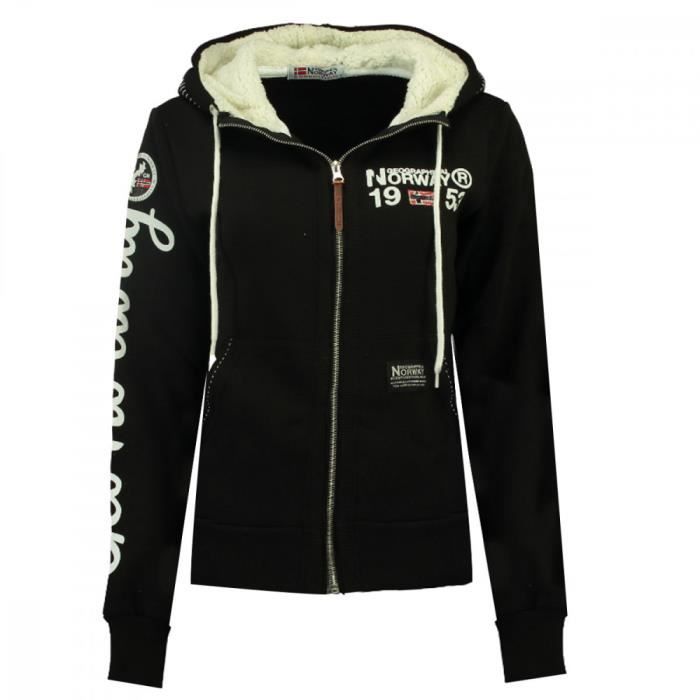 Sweat zippé noir femme Geographical Norway Furedal