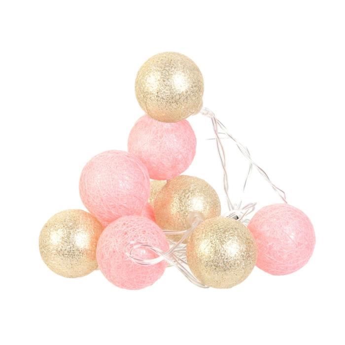 Guirlande lumineuse 10 LED Boule Céleste - L. 192 cm - Rose et doré