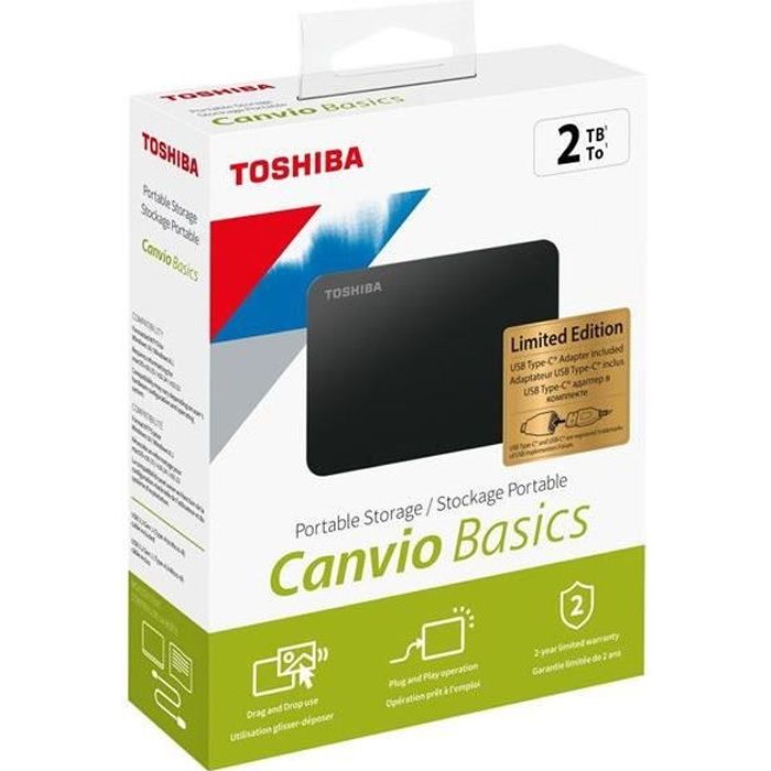 Disque dur externe portable USB 3.0 Toshiba Canvio Basics HDTB420XK3AA 2 To Noir