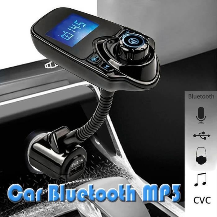 Vococal® Transmetteur FM voiture transmetteur FM Bluetooth MP3 USB Kit mains Libre Voiture