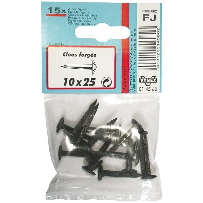 Clou forgé - acier - noir - 10x25