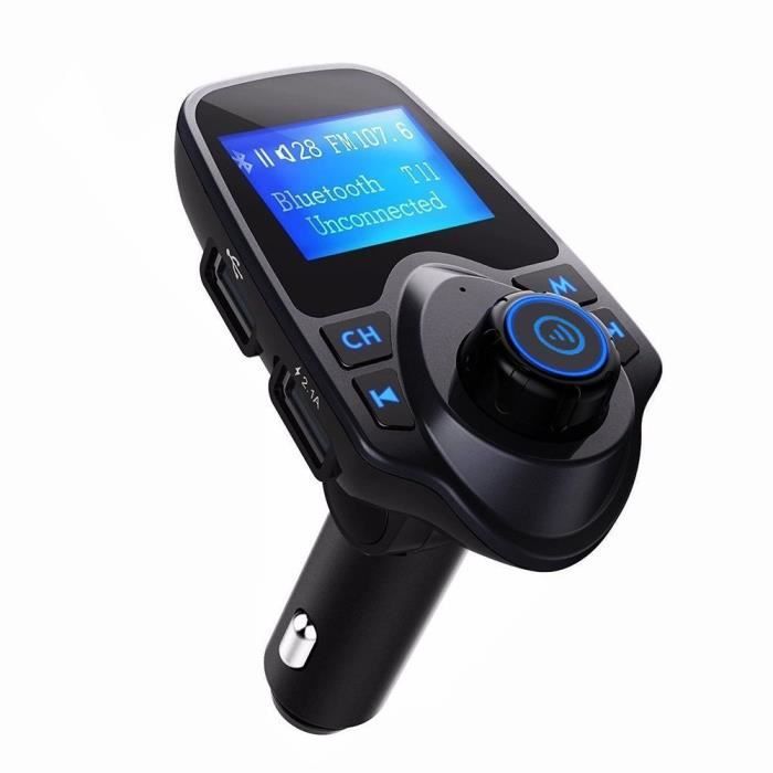 WINNES Transmetteur FM, Bluetooth Transmetteur FM Radio Adaptateur Chargeur Voiture Car Kit avec 2 USB Chargeur Voiture