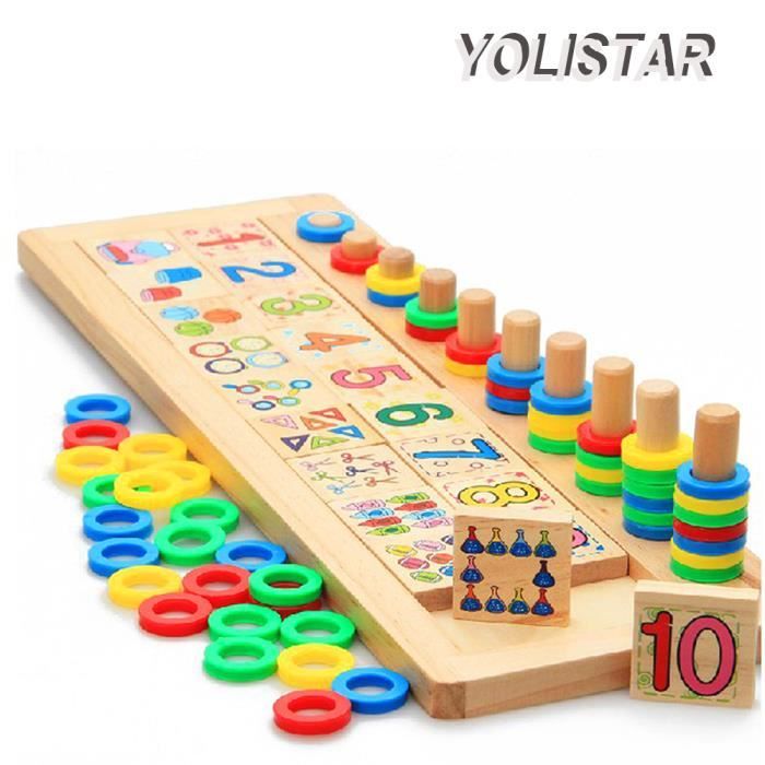 45*15cm Aides à l'enseignement préscolaire Enfants jouets en bois Dominos Comptage et Conseil Stacking