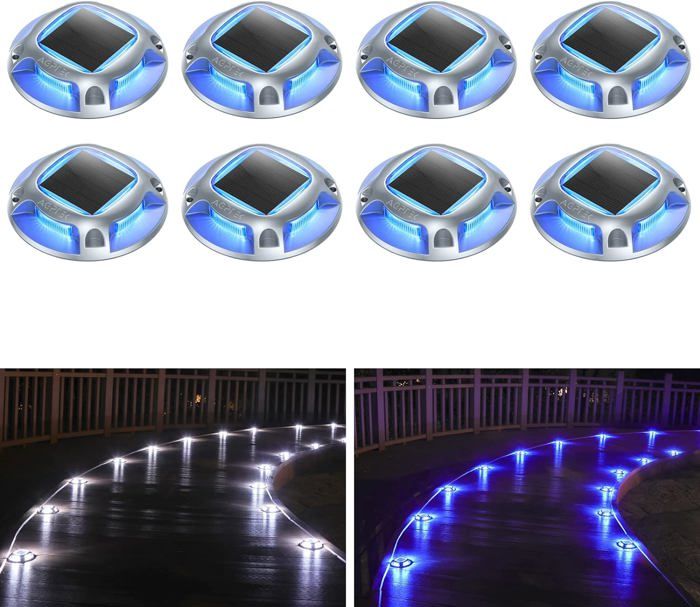 8 pcs Lampe Solaire Extérieure Lampes Solaires Étanche 2 Modes dÉclairage pour Jardin Cour Allée Escaliers Trottoirs