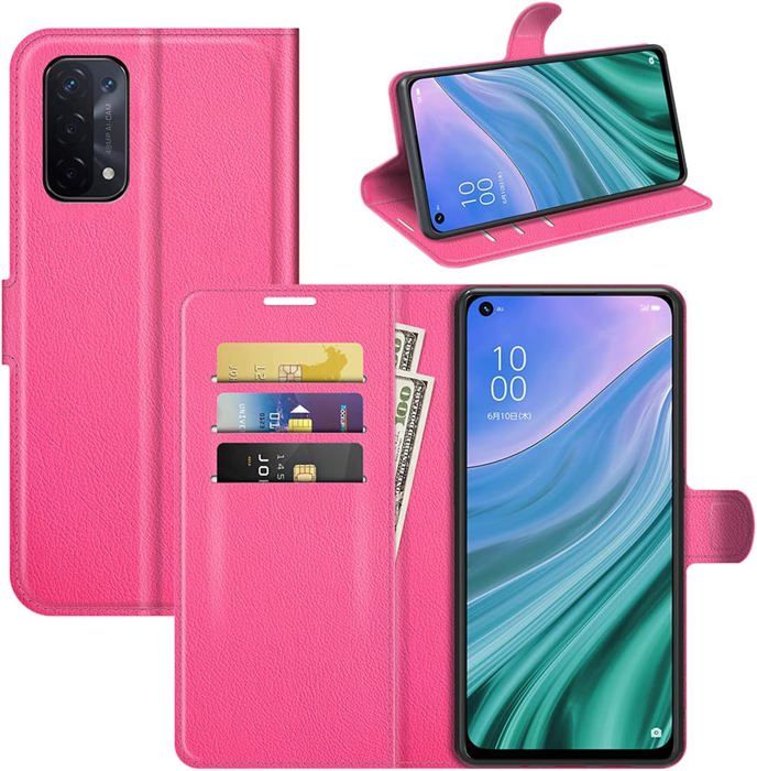 Custodia Portafoglio Per OPPO A54 5G Con Pelle PU E Calotta TPU – Design Floreale Rosa, Supporto E Magneti - 2