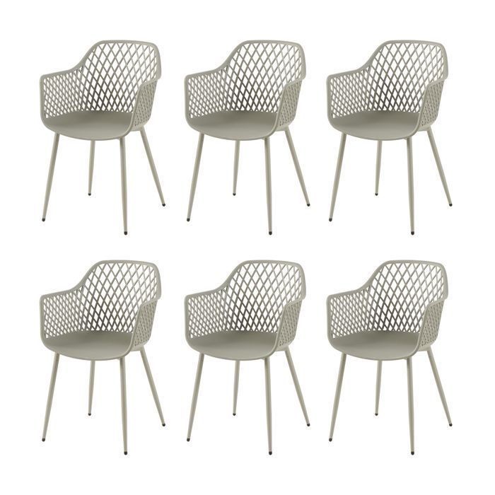 Lot de 6 chaises chaises pour salle à manger salon terrasse jardin chaise de maison 52x57x85cm plastique+fer gris
