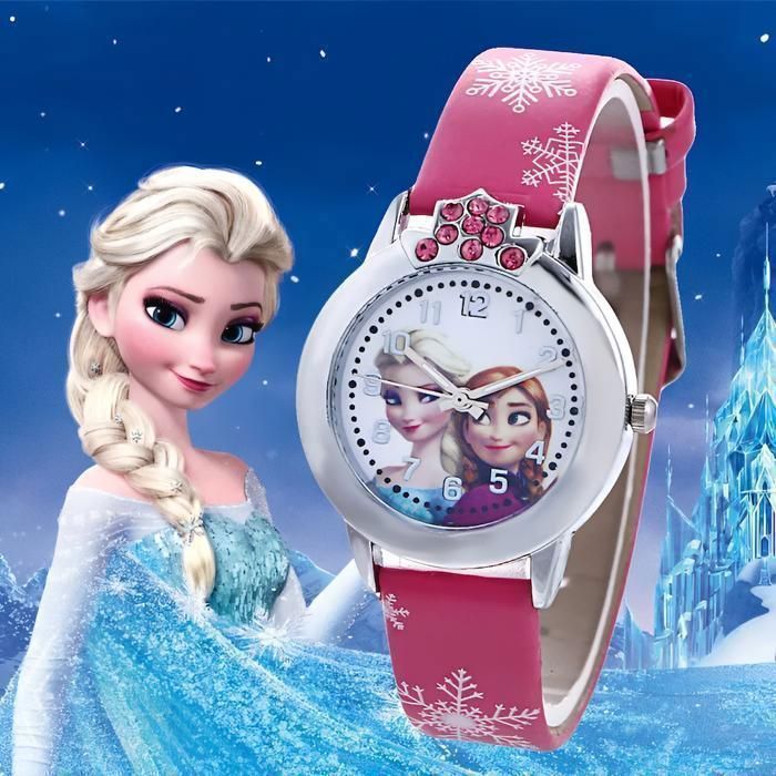 Montre - Enfant - Reine des Neiges - Elsa - Cuir - Rose Vif - Mouvement Quartz - Cadran Rond - 21 cm Montre - Enfant - Reine des Neiges - Elsa - Cuir - Rose Vif - Mouvement Quartz - Cadran Rond - 21 cm