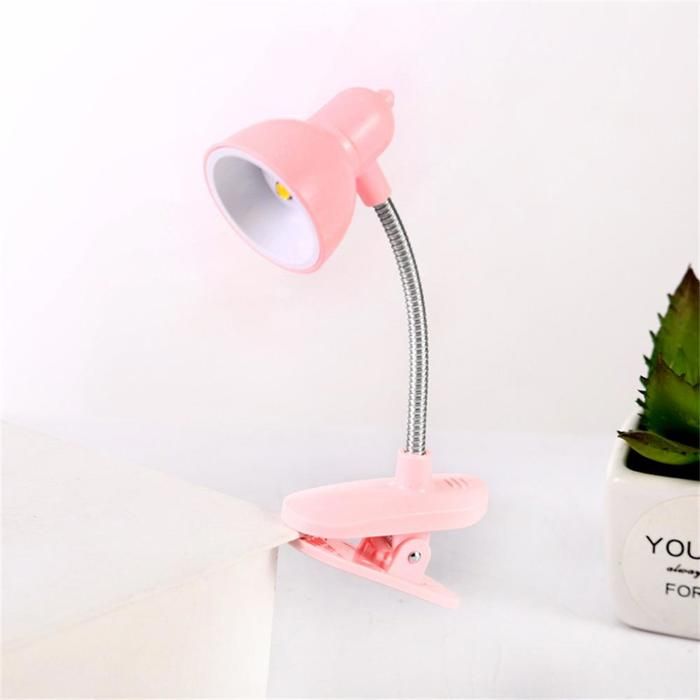 Lampe de lecture rotative mignonne avec clip mini lampe de lecture pour chambre à coucher- Rose