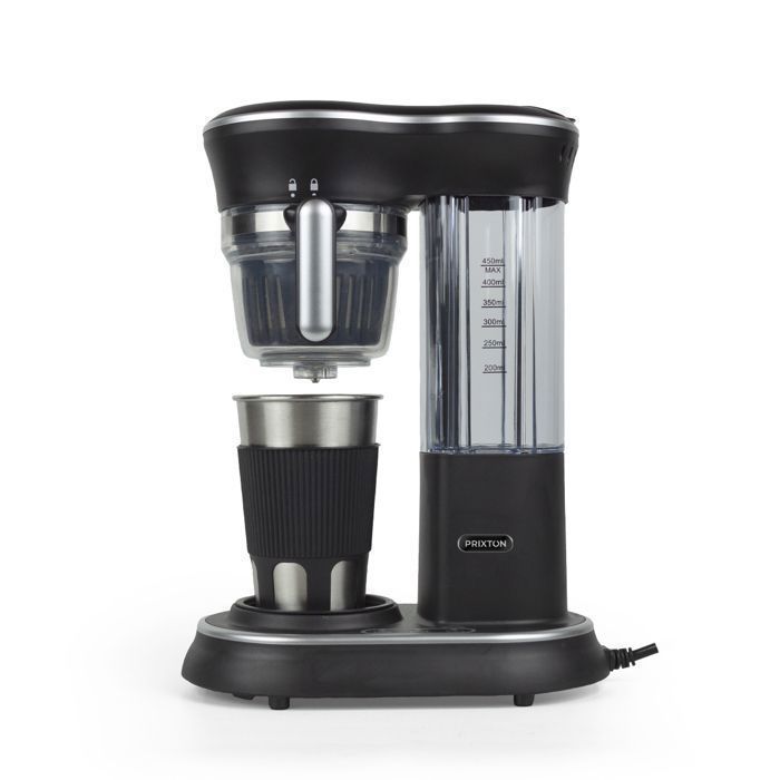 Machine à café avec Broyeur PRIXTON Capri Cafetière à Grain et à Café Moulu avec Système Goutte à Goutte Tasse Acier 600W Noir